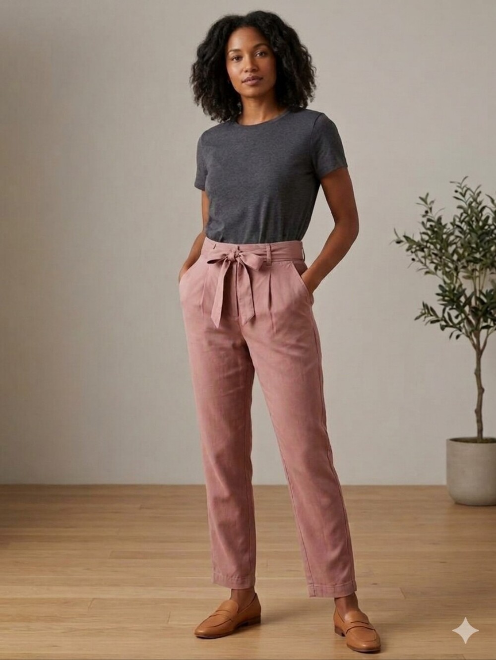 LULU'S Perfect Fit, Tie Front Pants In Tan